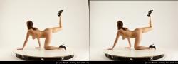 Nude Woman White Slim long colored 3D Stereoscopic poses Pinup